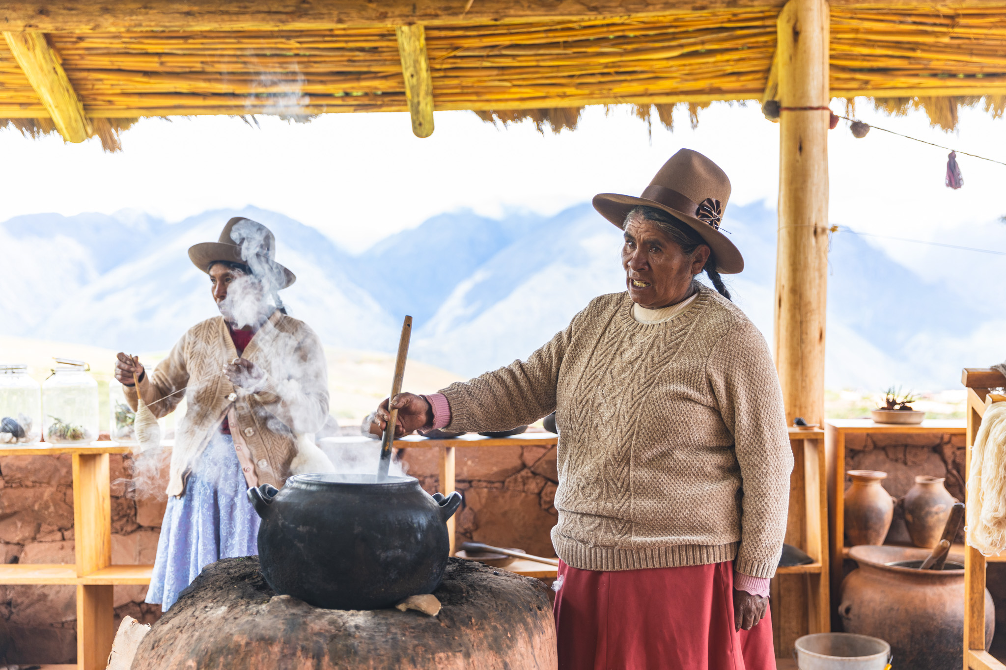 Juana and Sepherina dying textiles