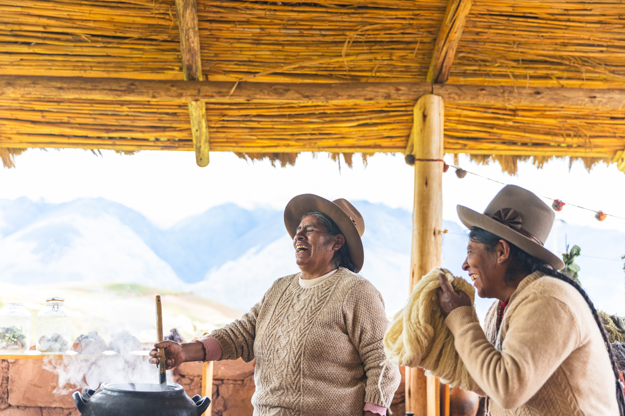 Juana and Sepherina dying textiles