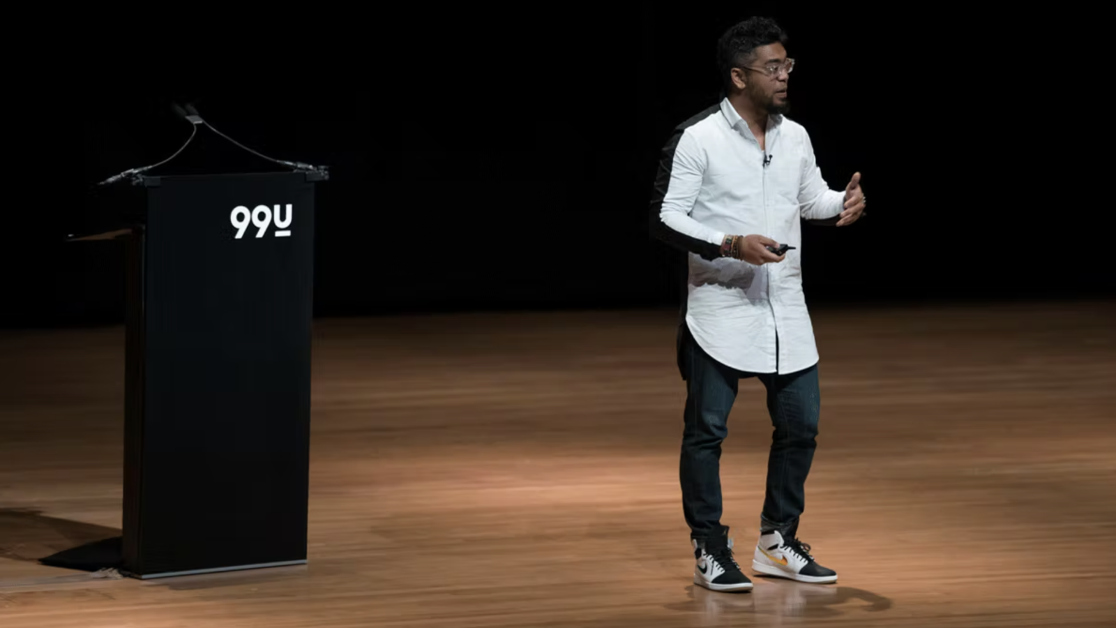 Dan Mall on stage at 99U 2016