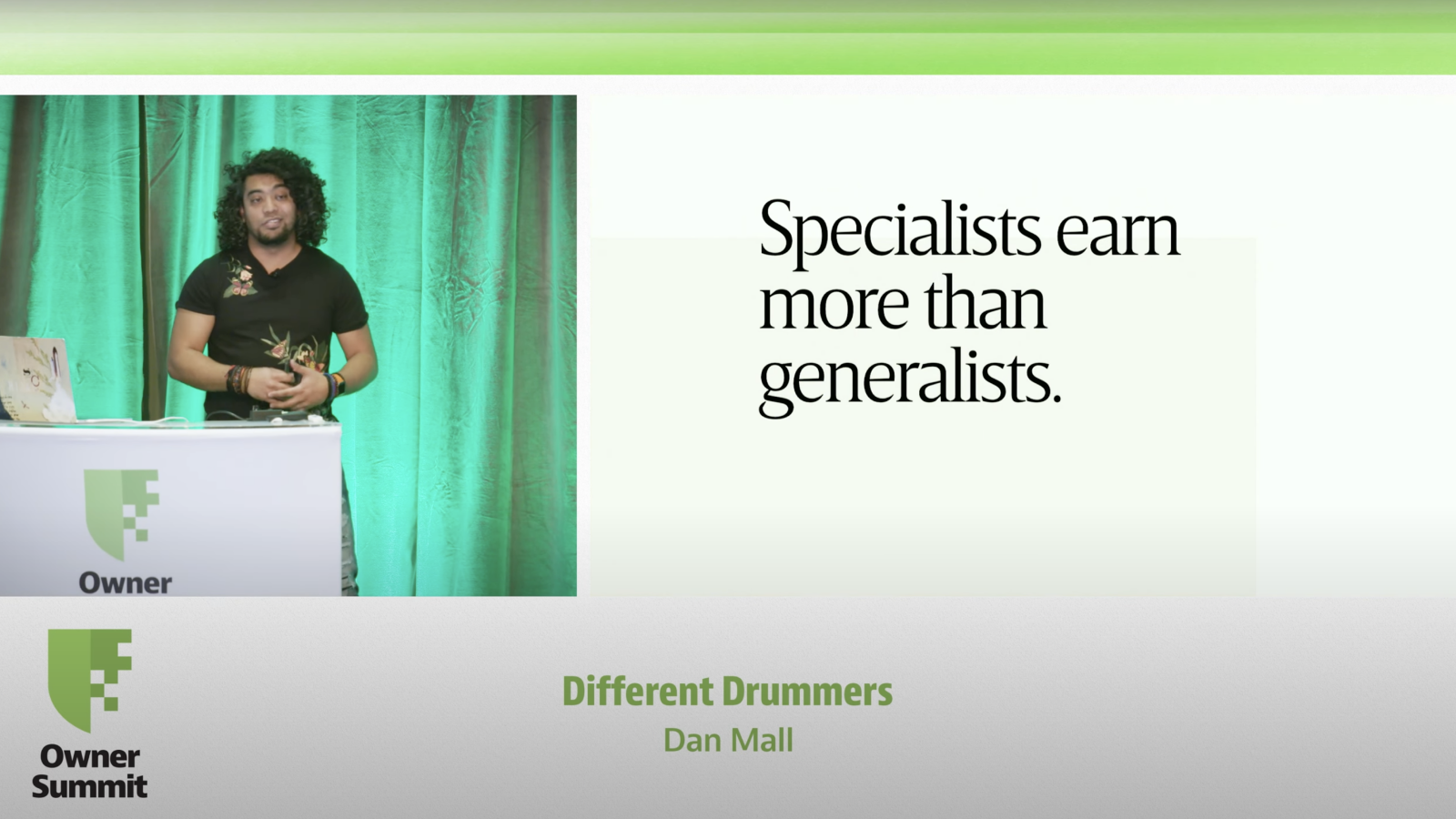 Dan Mall on stage at Owner Summit 2019