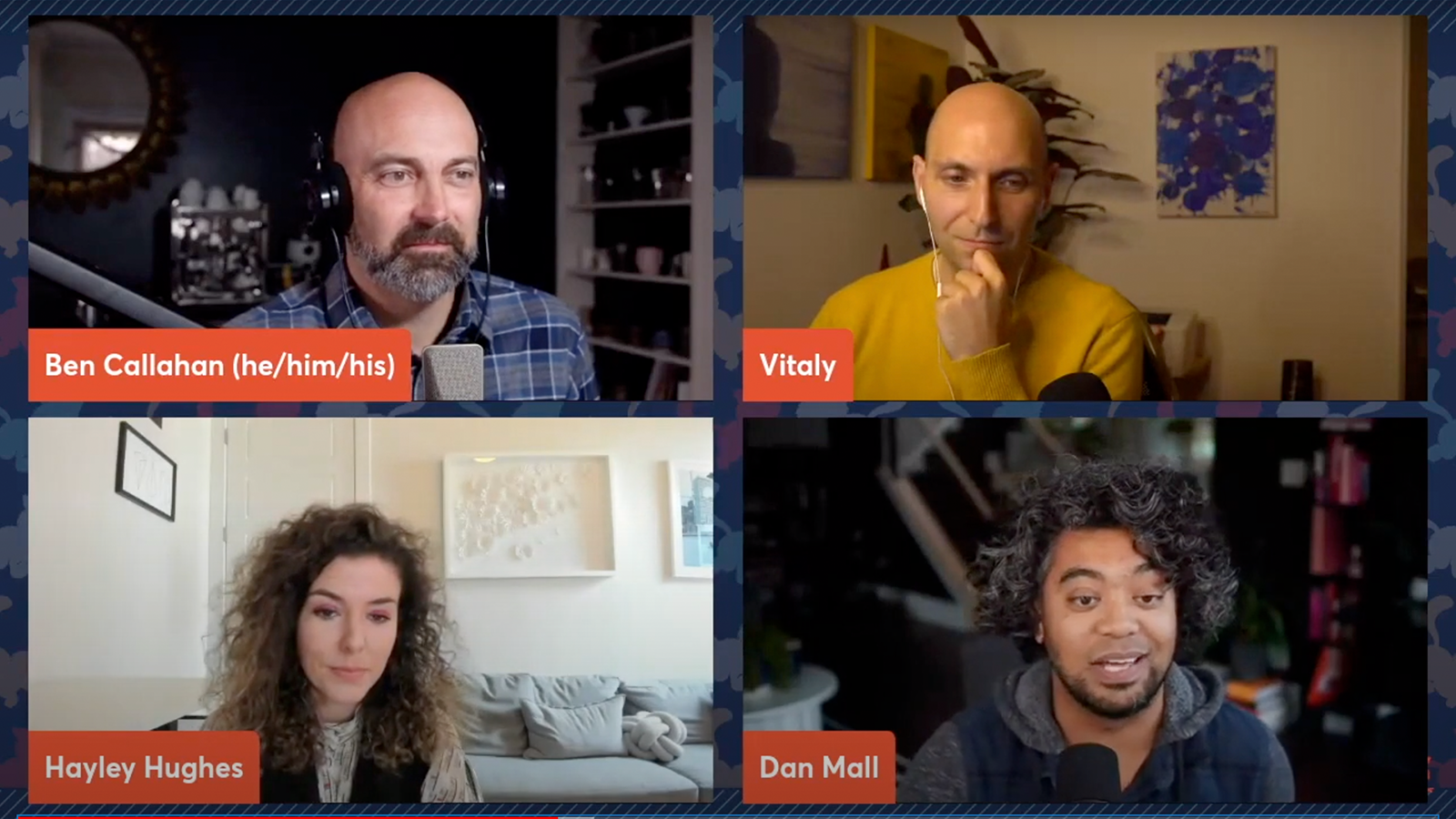 Speaker panel with Hayley Hughes, Ben Callahan, Vitaly Friedman, and Dan Mall