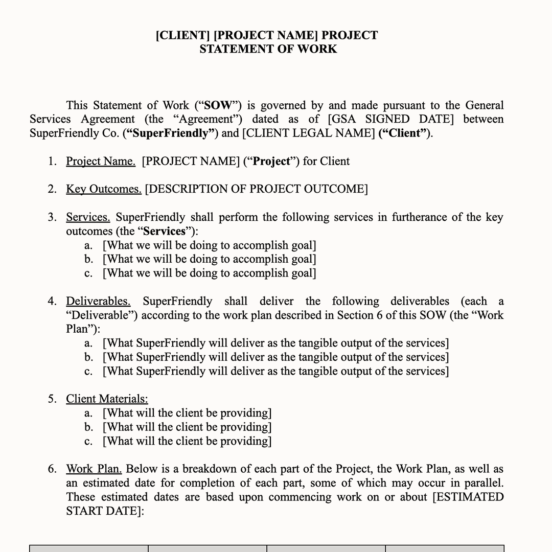 Statement of Work Template